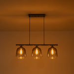 Modern 3 - Light Bell Gradient Grey Glass Linear Island Chandelier - LightfixturesUAE