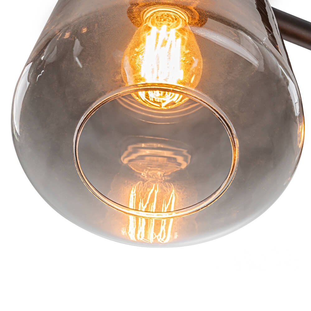 Modern 3 - Light Bell Gradient Grey Glass Linear Island Chandelier - LightfixturesUAE