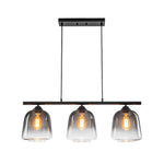 Modern 3 - Light Bell Gradient Grey Glass Linear Island Chandelier - LightfixturesUAE