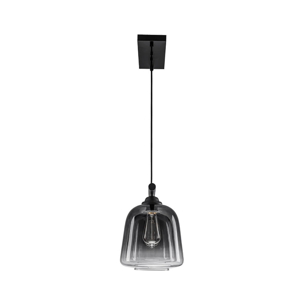Modern 3 - Light Bell Gradient Grey Glass Linear Island Chandelier - LightfixturesUAE