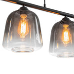 Modern 3 - Light Bell Gradient Grey Glass Linear Island Chandelier - LightfixturesUAE