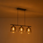 Modern 3 - Light Bell Gradient Grey Glass Linear Island Chandelier - LightfixturesUAE