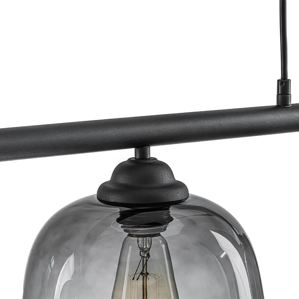 Modern 3 - Light Bell Gradient Grey Glass Linear Island Chandelier - LightfixturesUAE