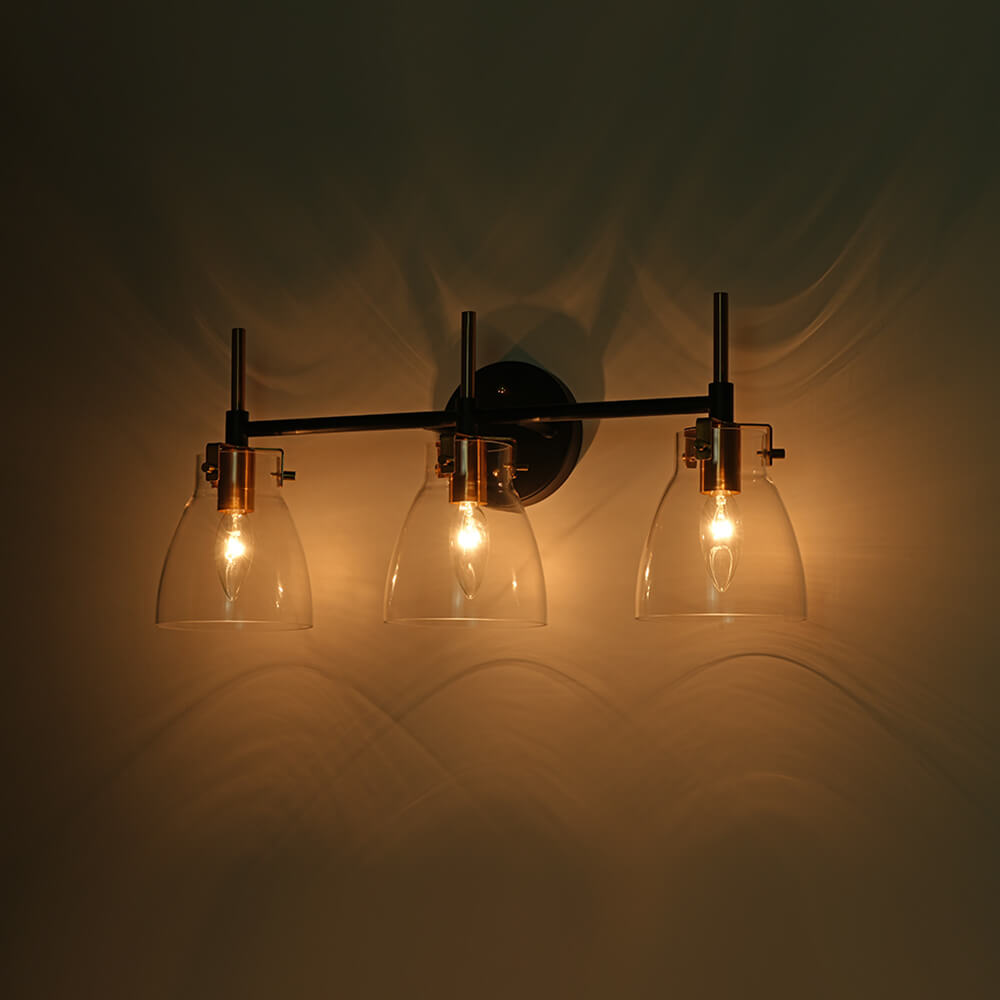 Modern 3 - Light Clear Glass Bathroom Vanity Wall Sconce - LightfixturesUAE
