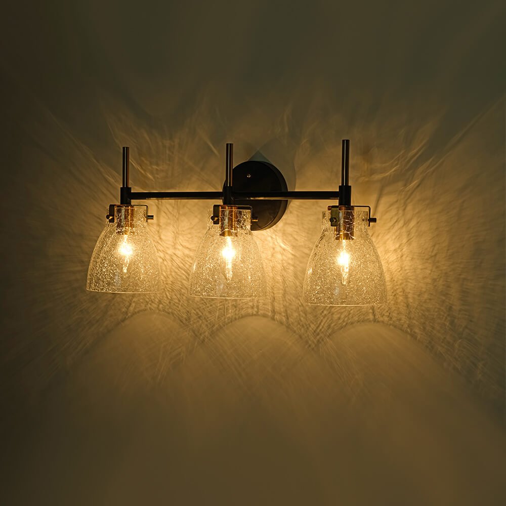 Modern 3 - Light Clear Glass Bathroom Vanity Wall Sconce - LightfixturesUAE