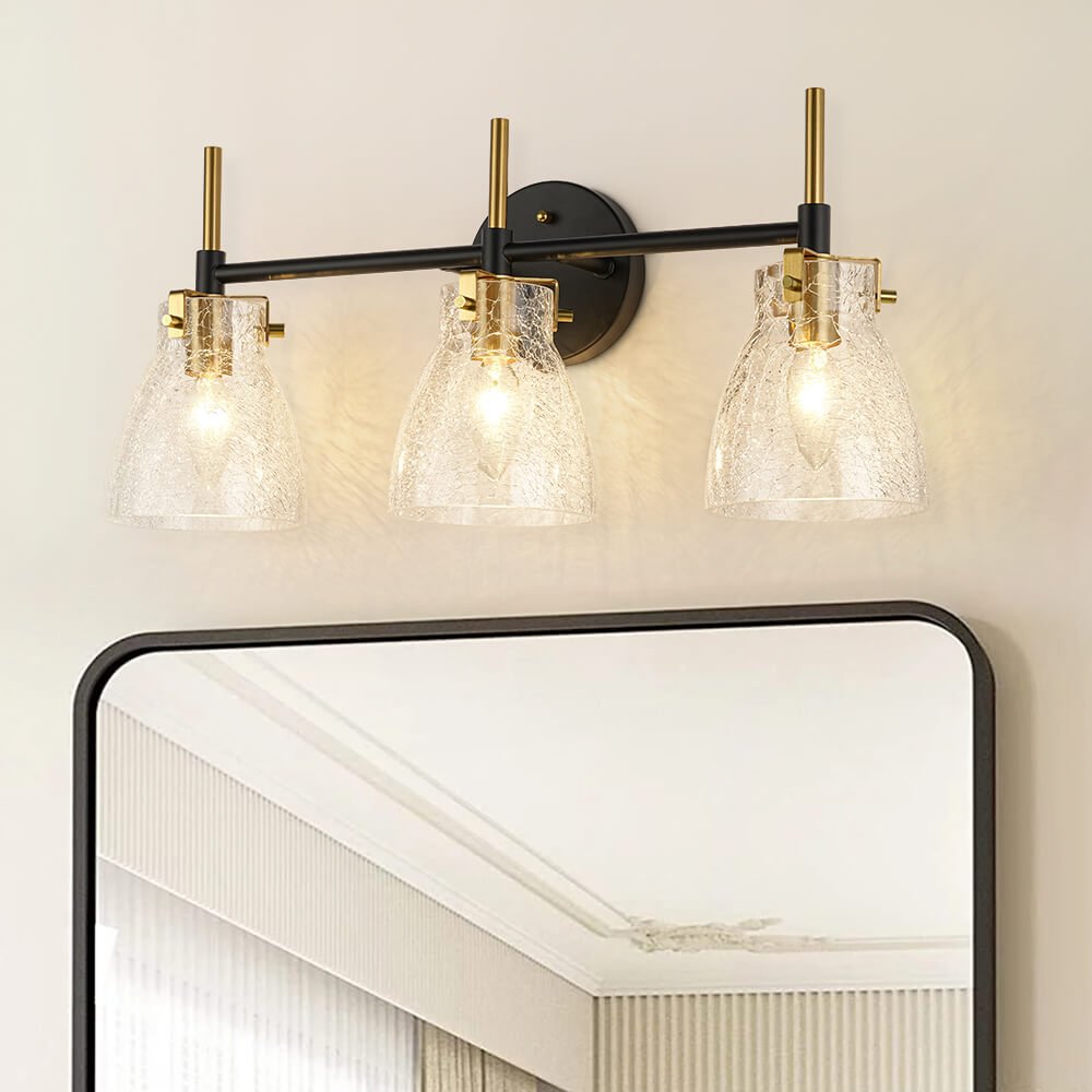 Modern 3 - Light Clear Glass Bathroom Vanity Wall Sconce - LightfixturesUAE