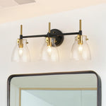 Modern 3 - Light Clear Glass Bathroom Vanity Wall Sconce - LightfixturesUAE