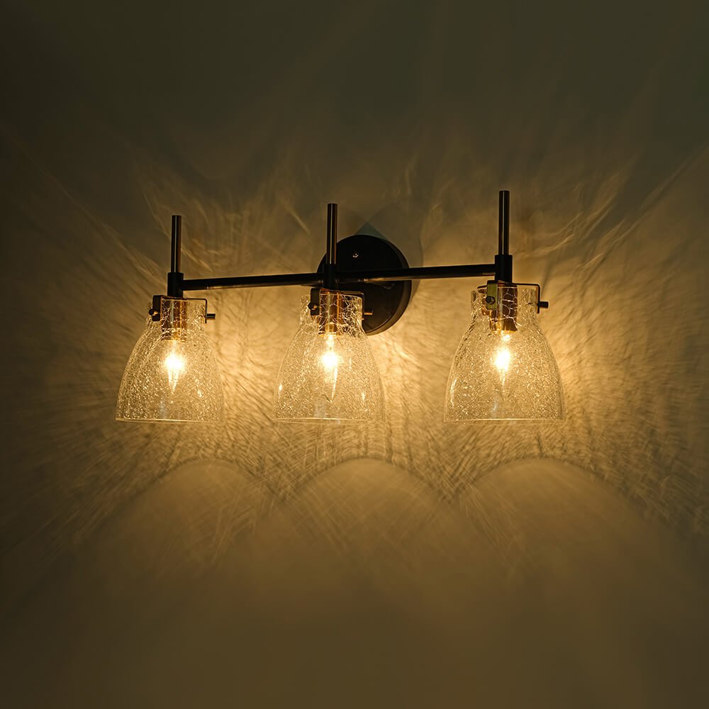 Modern 3 - Light Clear Glass Bathroom Vanity Wall Sconce - LightfixturesUAE