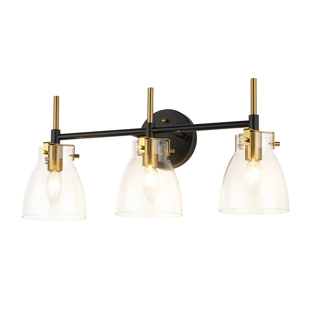 Modern 3 - Light Clear Glass Bathroom Vanity Wall Sconce - LightfixturesUAE