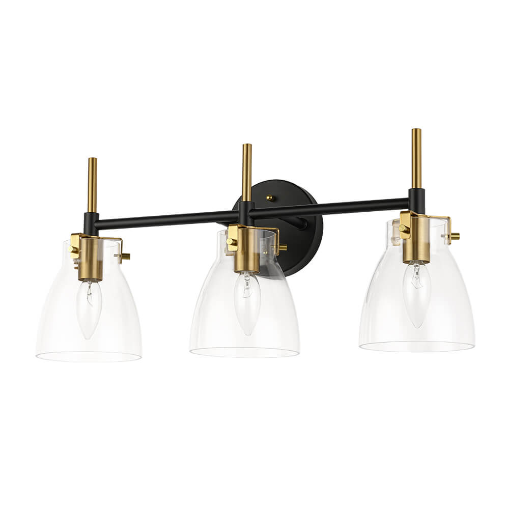Modern 3 - Light Clear Glass Bathroom Vanity Wall Sconce - LightfixturesUAE