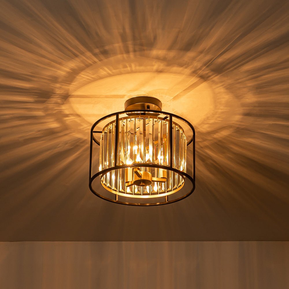 Modern 3 - Light Crystal Semi Flush Mount Ceiling Light - LightfixturesUAE