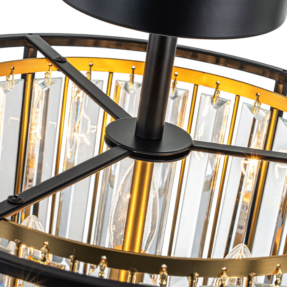 Modern 3 - Light Crystal Semi Flush Mount Ceiling Light - LightfixturesUAE