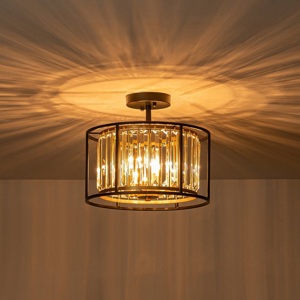 Modern 3 - Light Crystal Semi Flush Mount Ceiling Light - LightfixturesUAE
