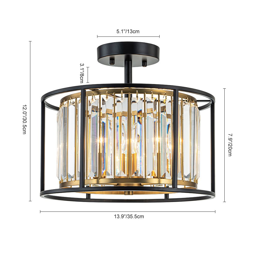 Modern 3 - Light Crystal Semi Flush Mount Ceiling Light - LightfixturesUAE