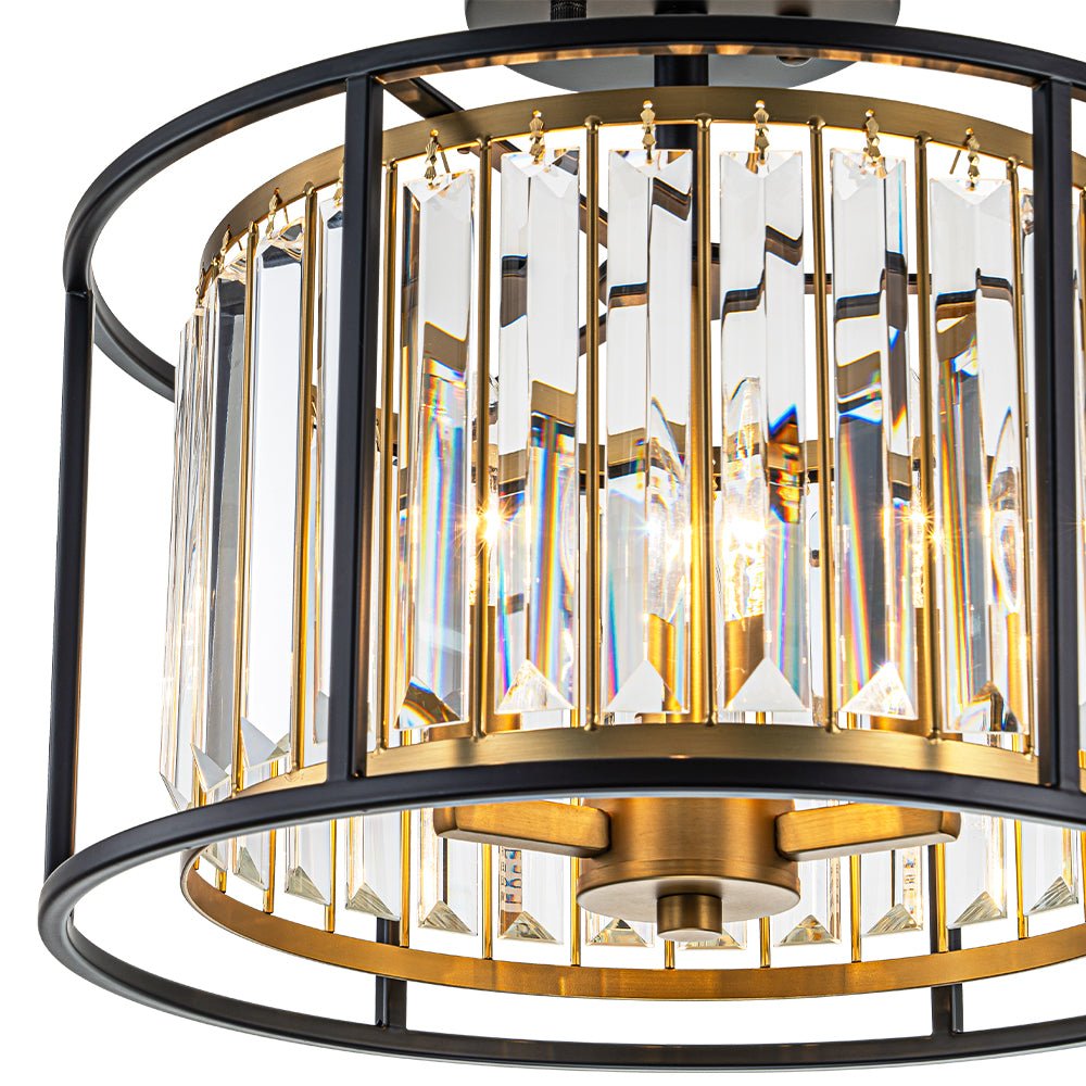Modern 3 - Light Crystal Semi Flush Mount Ceiling Light - LightfixturesUAE