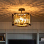 Modern 3 - Light Crystal Semi Flush Mount Ceiling Light - LightfixturesUAE