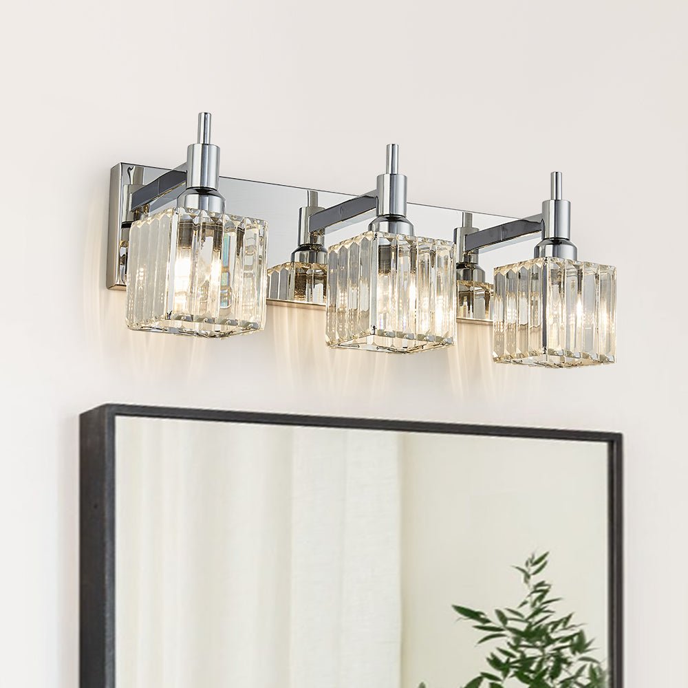 Modern 3 - Light Crystal Square Wall Sconce - LightfixturesUAE
