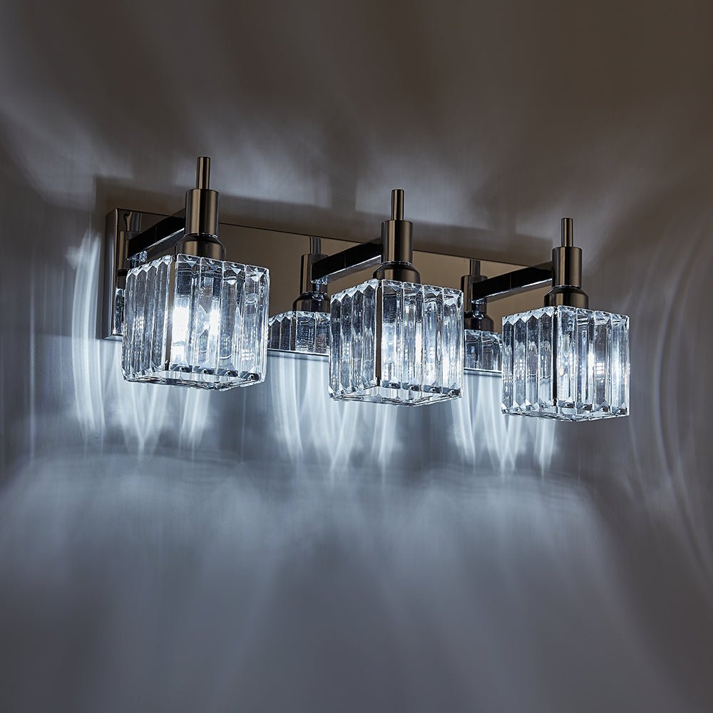 Modern 3 - Light Crystal Square Wall Sconce - LightfixturesUAE