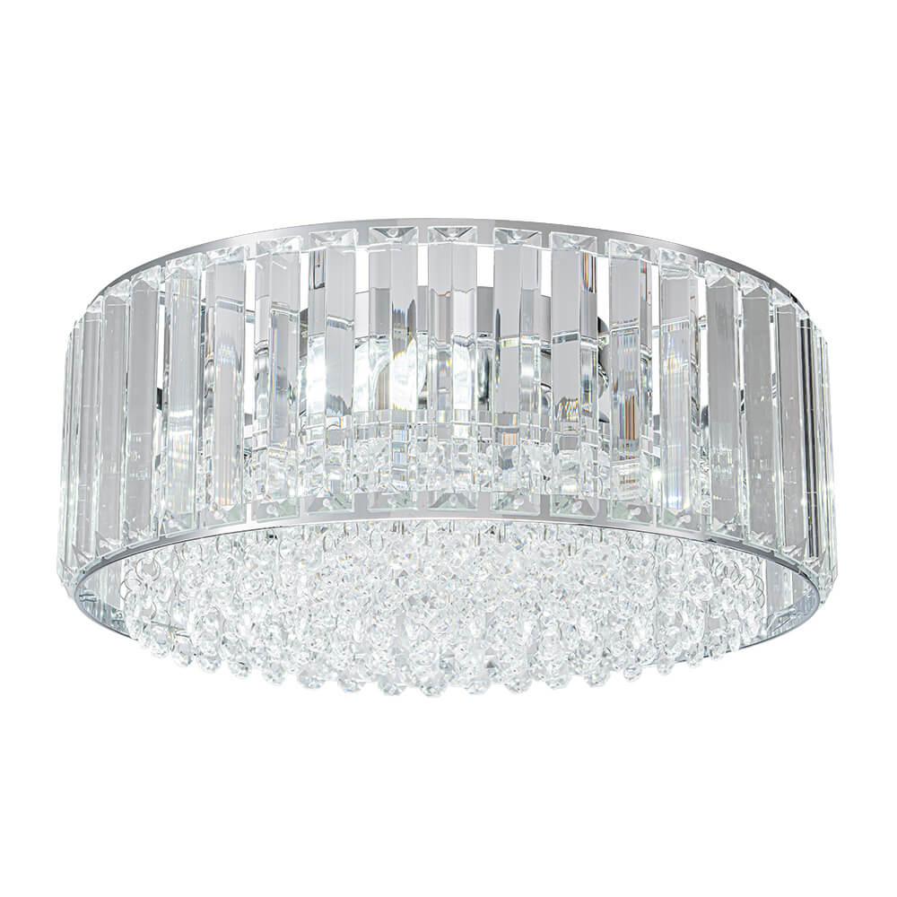 Modern 3 - Light Drum Crystal Flush Mount Light - LightfixturesUAE