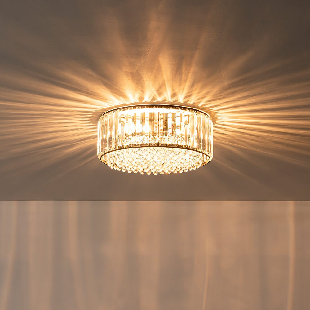 Modern 3 - Light Drum Crystal Flush Mount Light - LightfixturesUAE