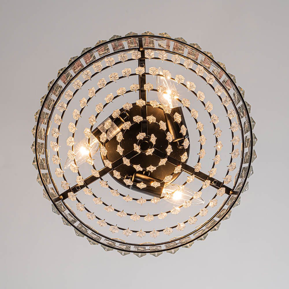 Modern 3 - Light Drum Crystal Flush Mount Light - LightfixturesUAE