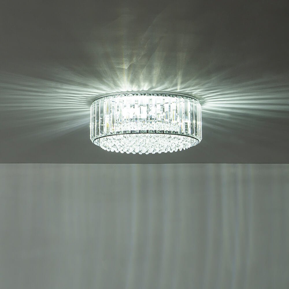 Modern 3 - Light Drum Crystal Flush Mount Light - LightfixturesUAE