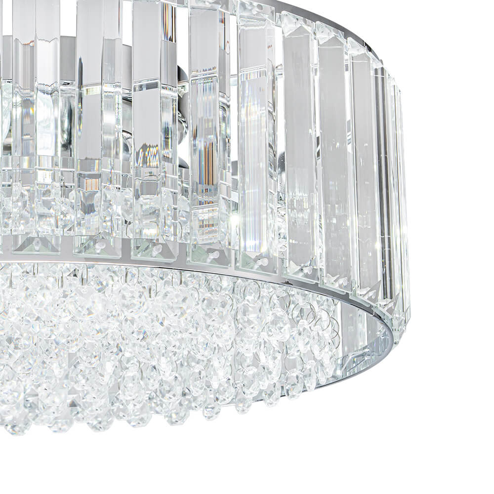 Modern 3 - Light Drum Crystal Flush Mount Light - LightfixturesUAE
