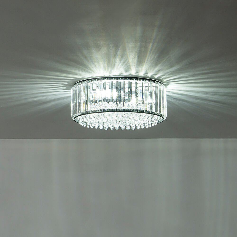 Modern 3 - Light Drum Crystal Flush Mount Light - LightfixturesUAE