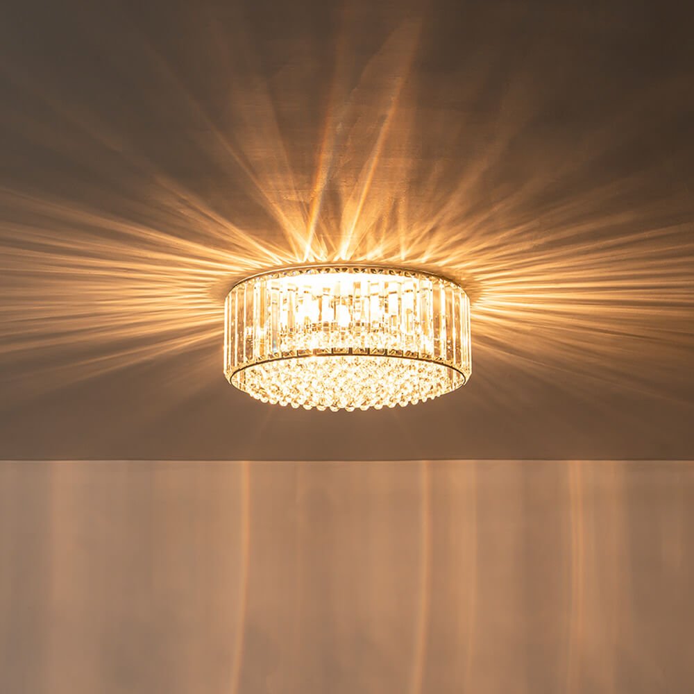 Modern 3 - Light Drum Crystal Flush Mount Light - LightfixturesUAE