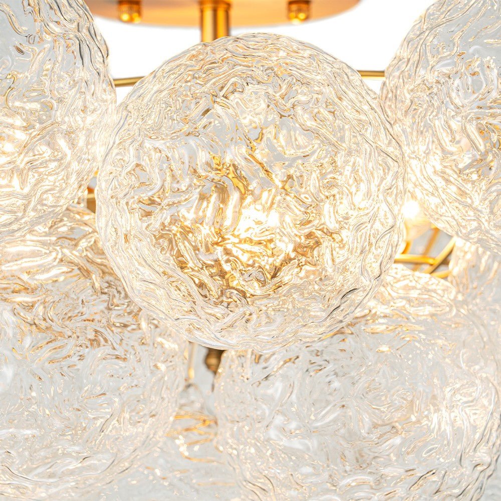 Modern 3 - Light Glass Bubble Semi Flush Mount Ceiling Light - LightfixturesUAE