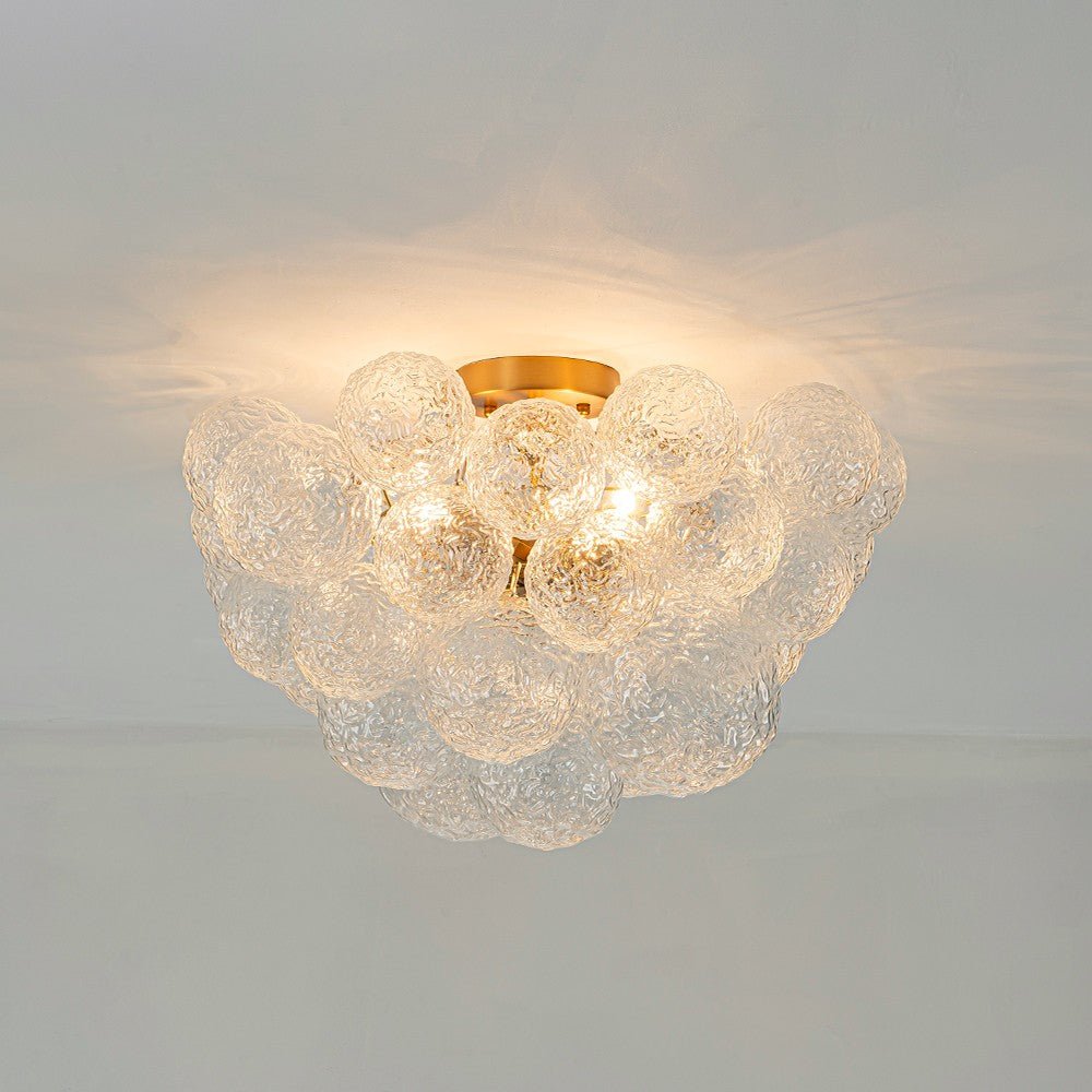 Modern 3 - Light Glass Bubble Semi Flush Mount Ceiling Light - LightfixturesUAE