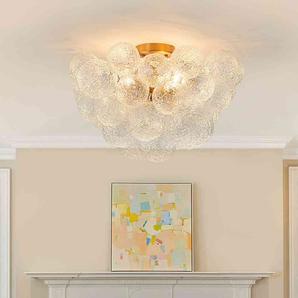 Modern 3 - Light Glass Bubble Semi Flush Mount Ceiling Light - LightfixturesUAE
