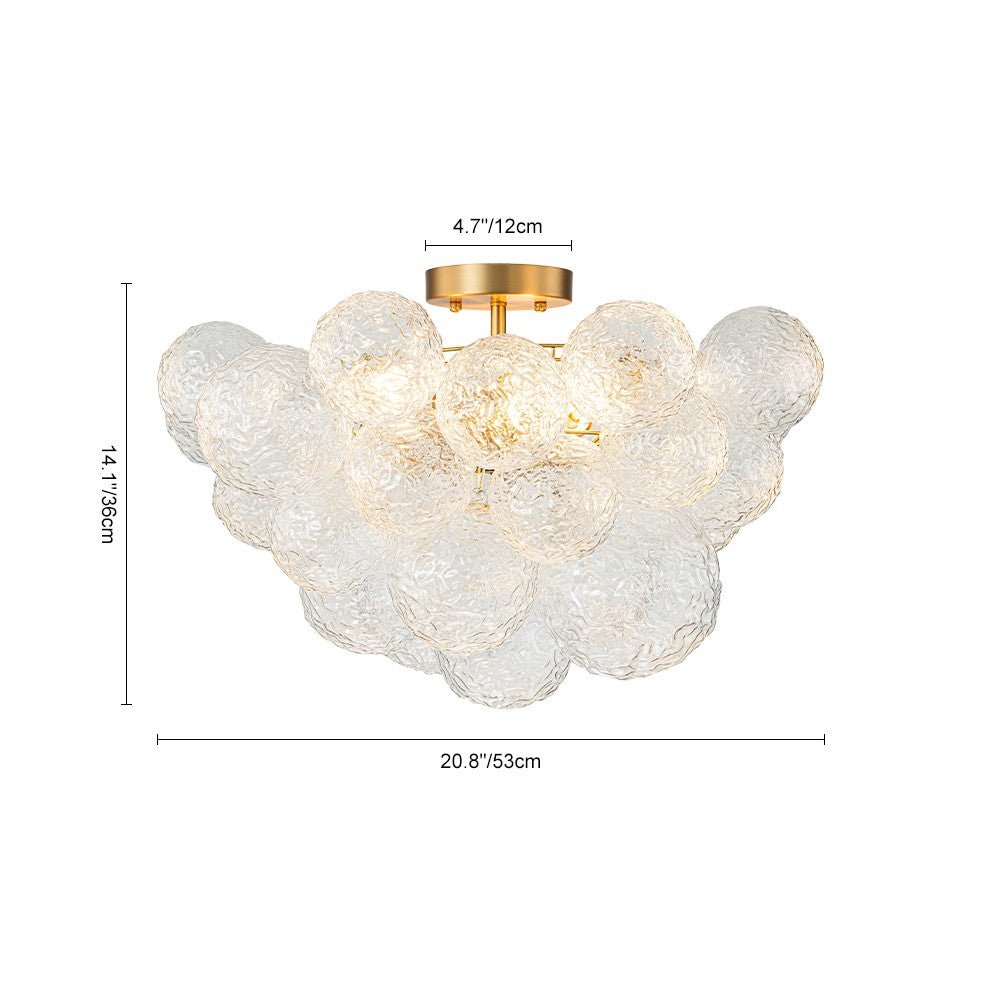 Modern 3 - Light Glass Bubble Semi Flush Mount Ceiling Light - LightfixturesUAE