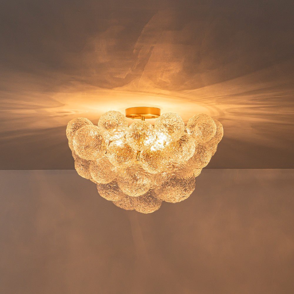 Modern 3 - Light Glass Bubble Semi Flush Mount Ceiling Light - LightfixturesUAE