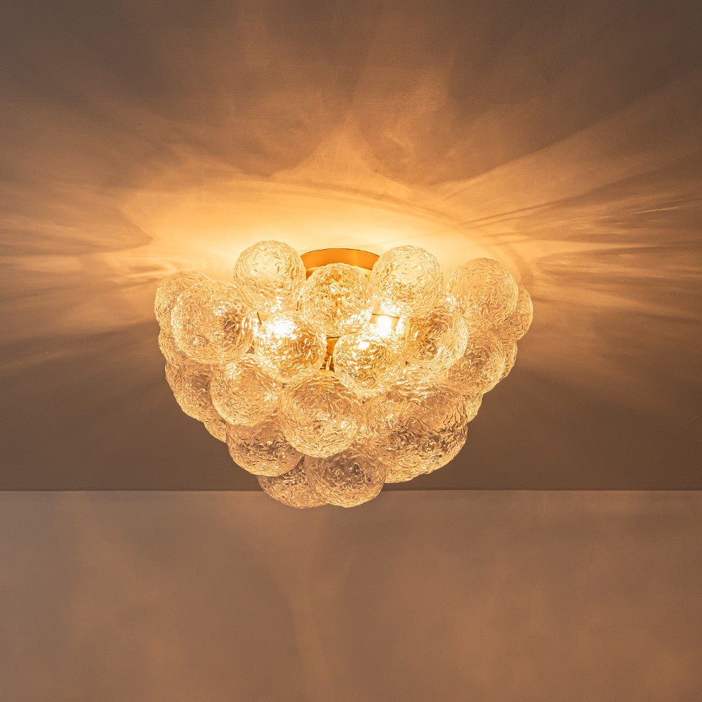 Modern 3 - Light Glass Bubble Semi Flush Mount Ceiling Light - LightfixturesUAE
