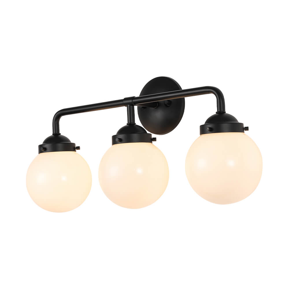 Modern 3 - Light Glass Matte Black Vanity Light - LightfixturesUAE
