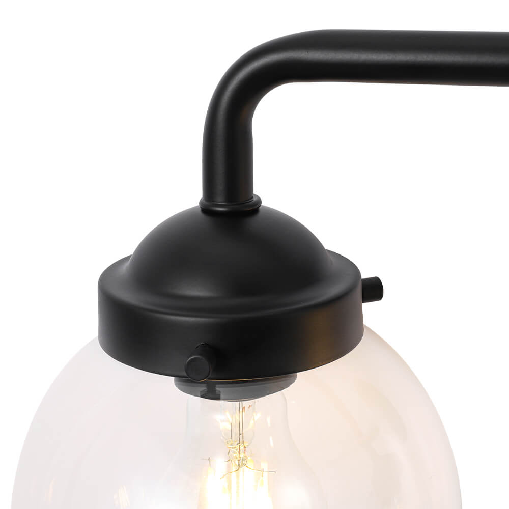 Modern 3 - Light Glass Matte Black Vanity Light - LightfixturesUAE