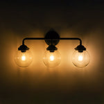 Modern 3 - Light Glass Matte Black Vanity Light - LightfixturesUAE
