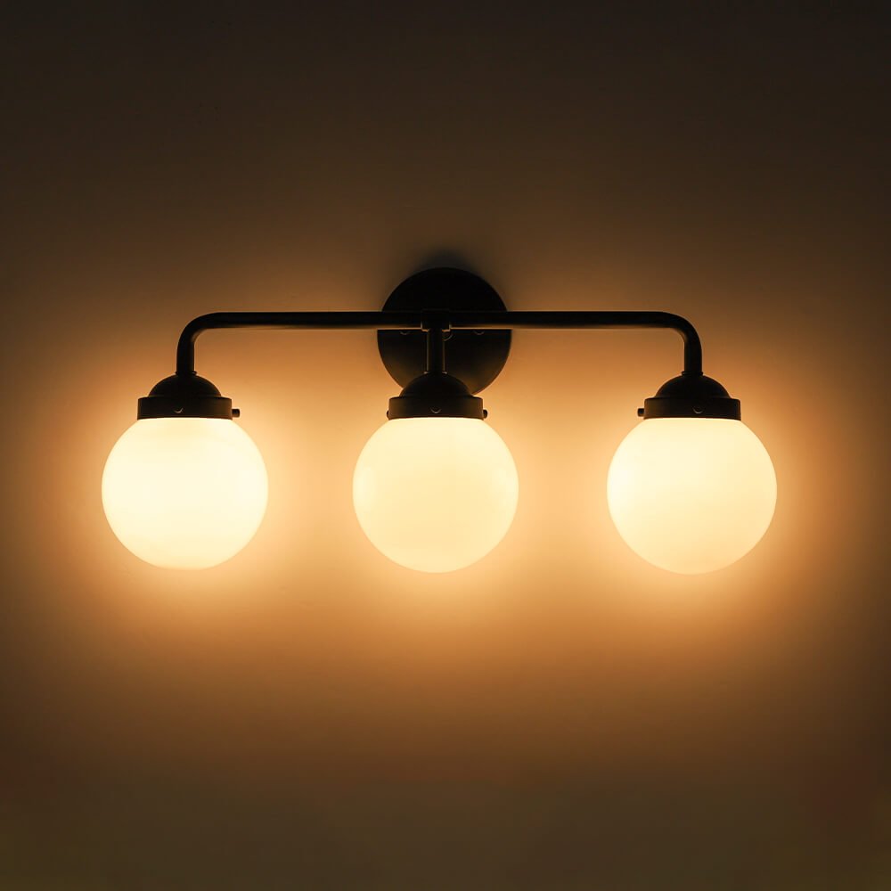 Modern 3 - Light Glass Matte Black Vanity Light - LightfixturesUAE