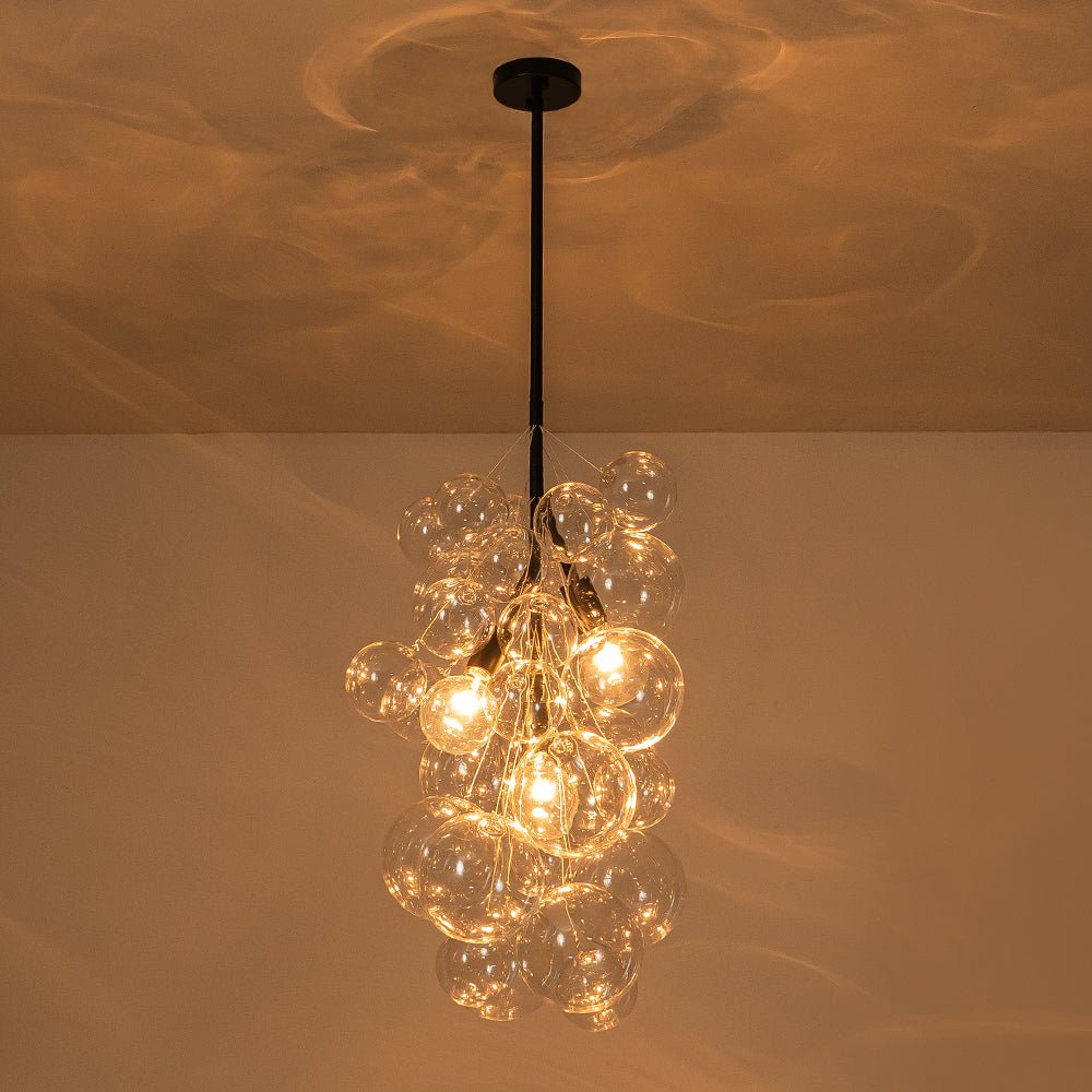 Modern 3 - Light Grape Cluster Clear Glass Chandelier - LightfixturesUAE