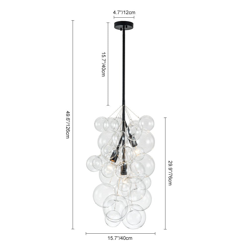 Modern 3 - Light Grape Cluster Clear Glass Chandelier - LightfixturesUAE