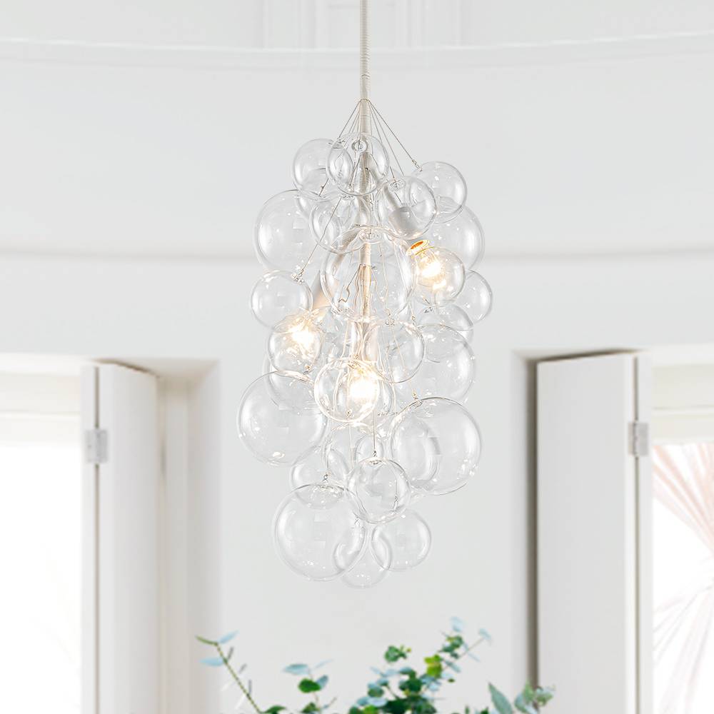 Modern 3 - Light Grape Cluster Clear Glass Chandelier - LightfixturesUAE