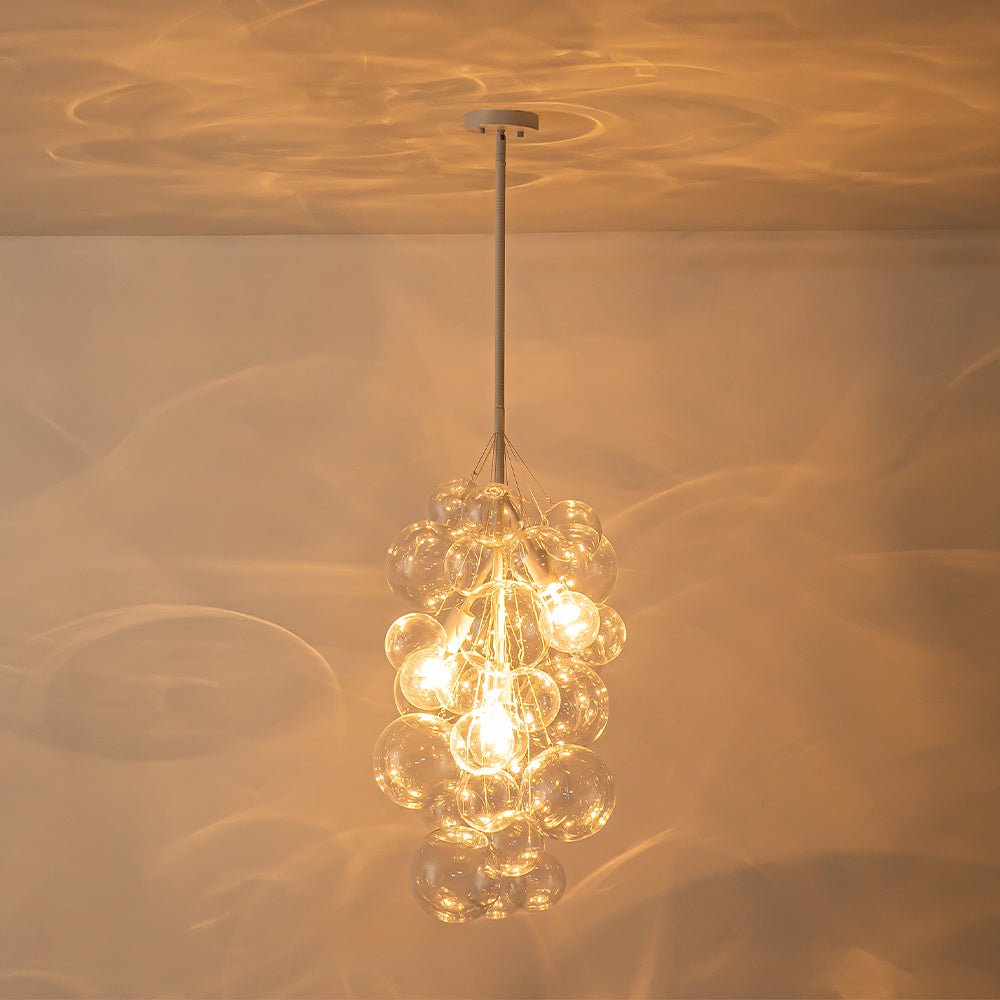 Modern 3 - Light Grape Cluster Clear Glass Chandelier - LightfixturesUAE
