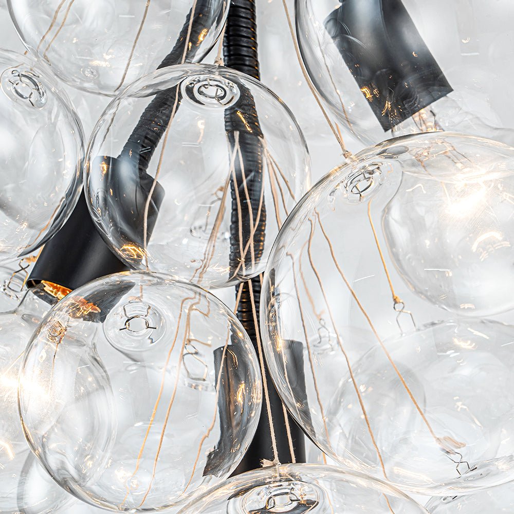 Modern 3 - Light Grape Cluster Clear Glass Chandelier - LightfixturesUAE