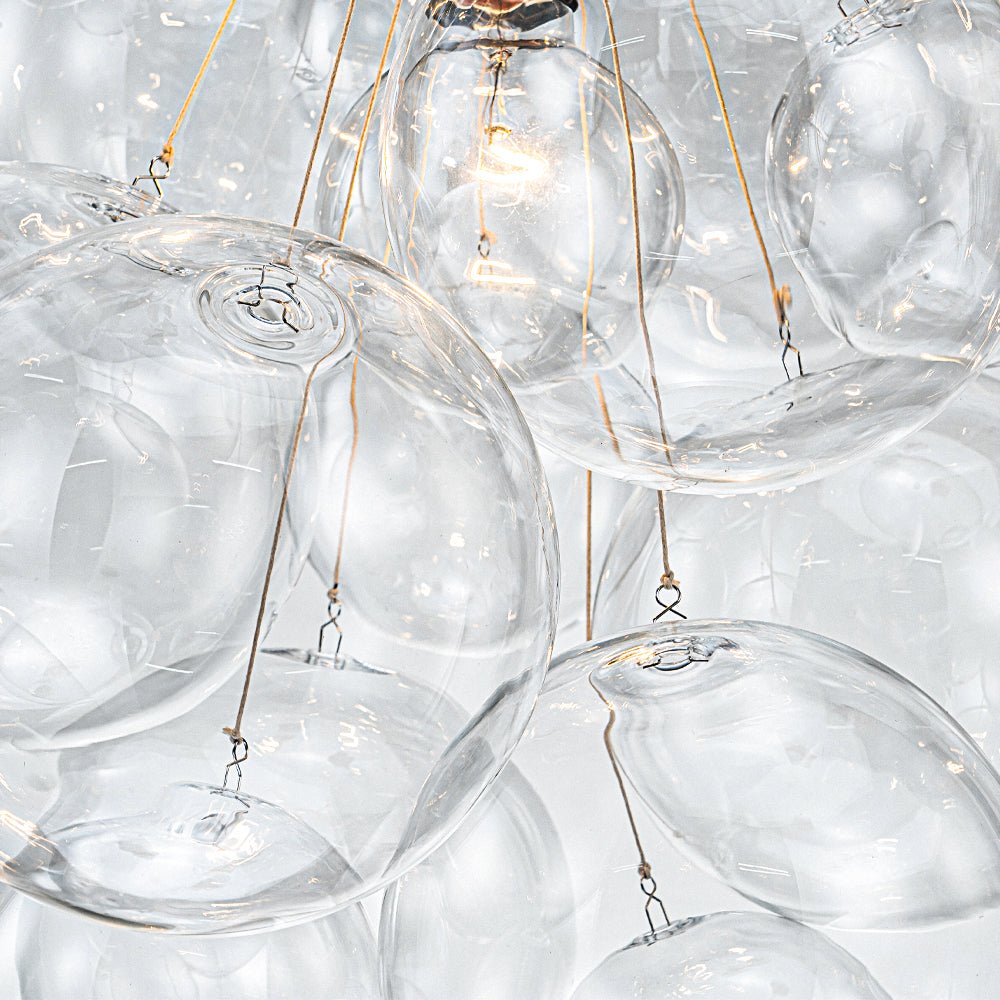 Modern 3 - Light Grape Cluster Clear Glass Chandelier - LightfixturesUAE