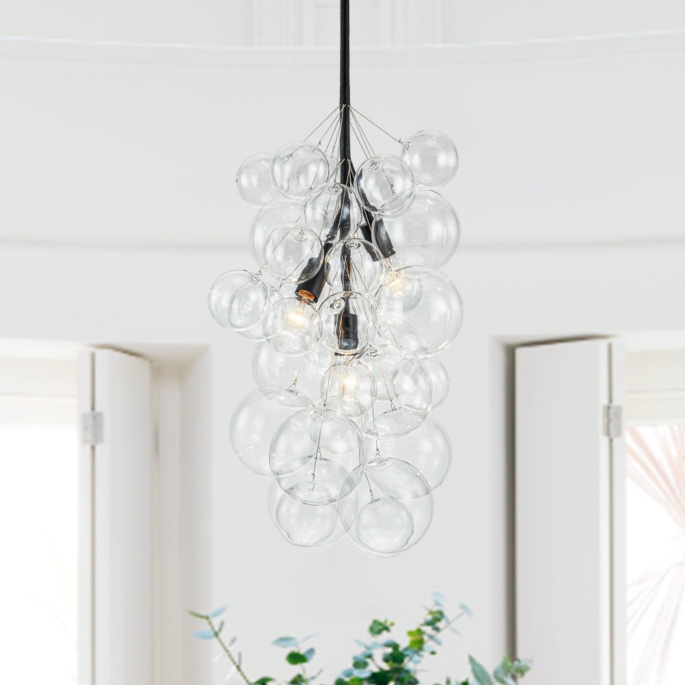 Modern 3 - Light Grape Cluster Clear Glass Chandelier - LightfixturesUAE