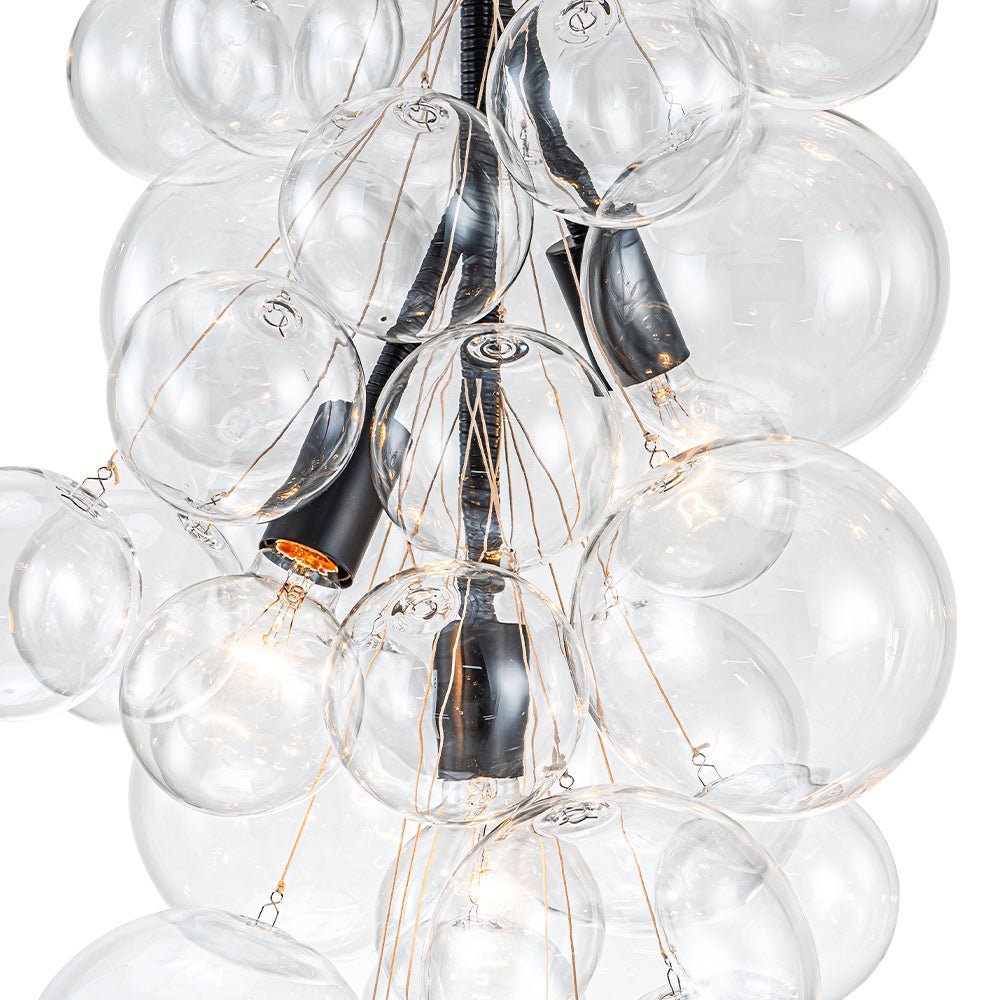 Modern 3 - Light Grape Cluster Clear Glass Chandelier - LightfixturesUAE