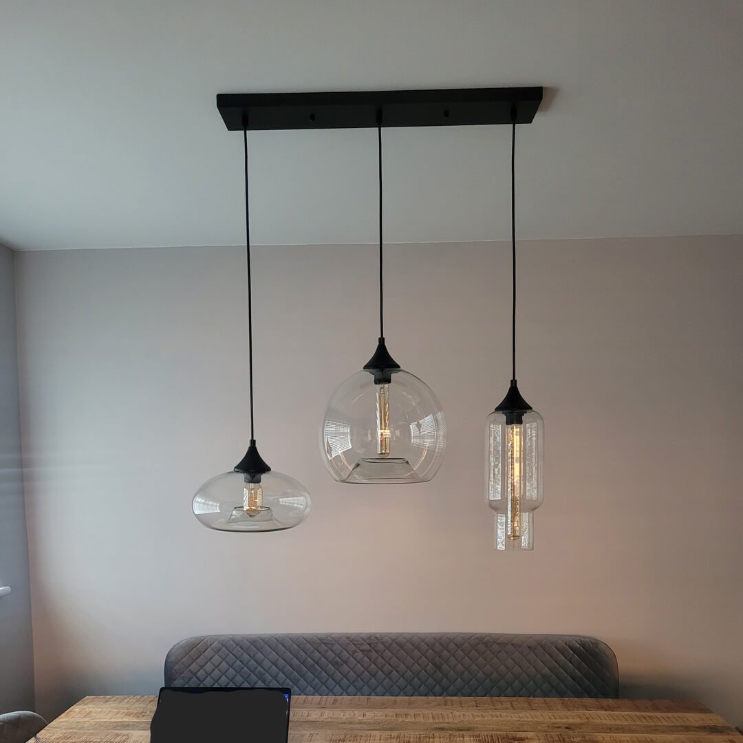 Modern 3 Light Linear Cluster Glass Pendant Light - LightfixturesUAE