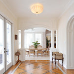 Modern 3 - Light Milky White Daisy Glass Semi - Flush Ceiling Light - LightfixturesUAE
