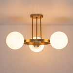 Modern 3 - Light Opal Glass Globe Circle Ring Semi Flush Mount Ceiling Light - LightfixturesUAE